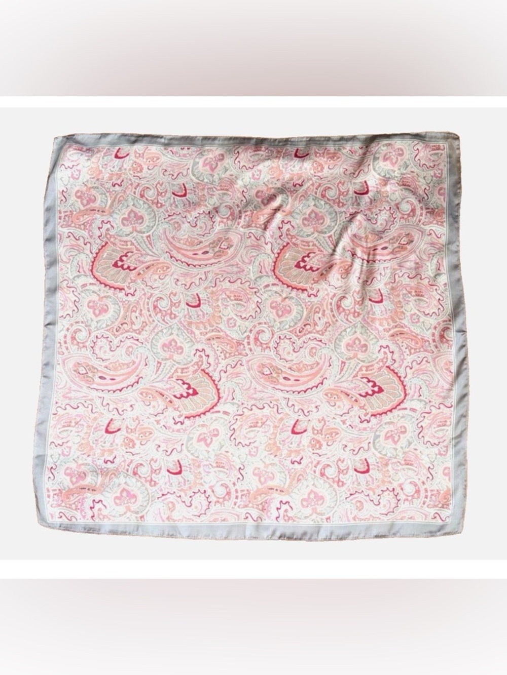 Pretty Persuasions Paisley Square Scarf Pink Gray Silky Neck Hair 27x27 NWT